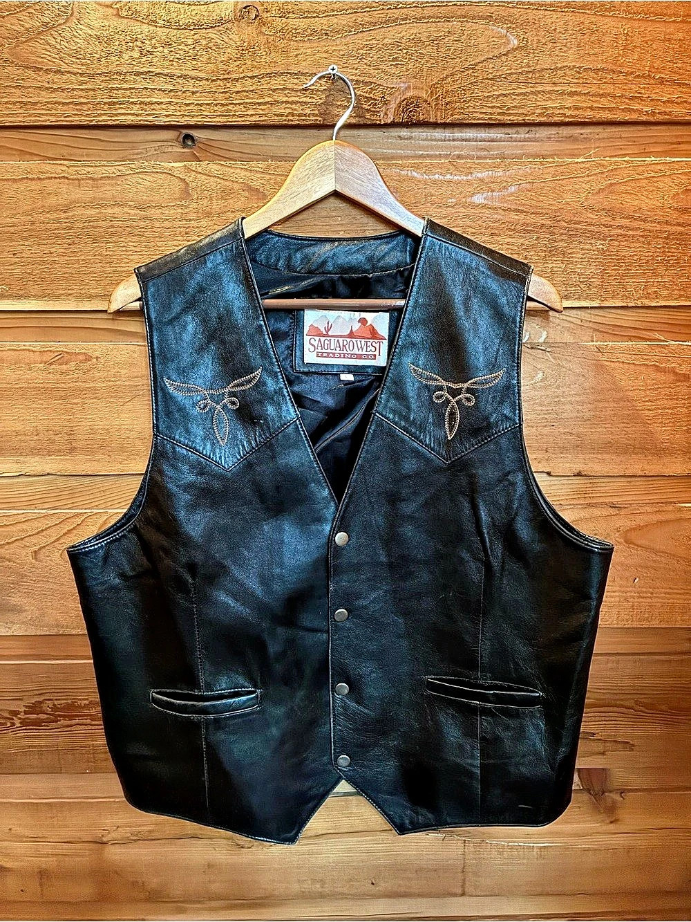 Saguaro West Trading Co. Men's Leather Western Vest Size Large